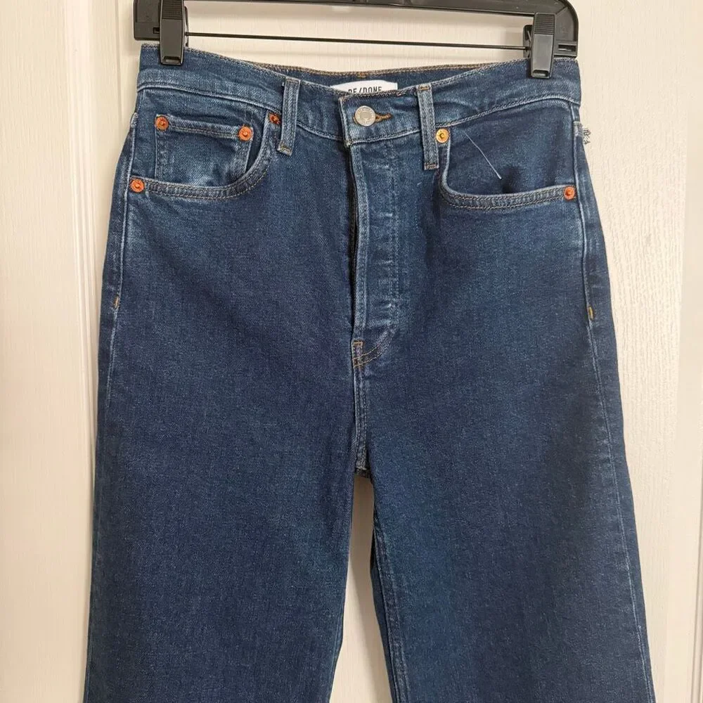 Re/Done High Rise Wide Leg Crop Jeans 26 Heritage Rinse